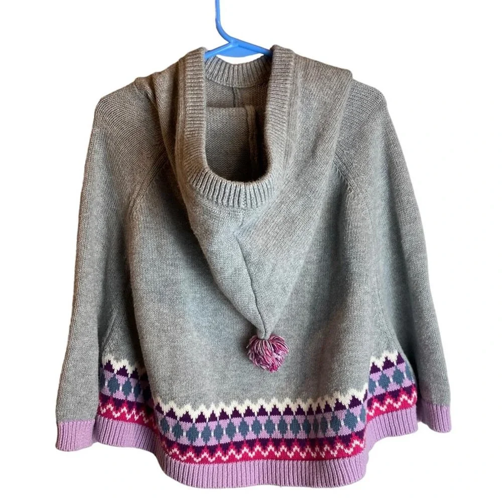 Gymboree Prima Ballerina Gray Purple Pullover Hooded Poncho Sweater Size 3T